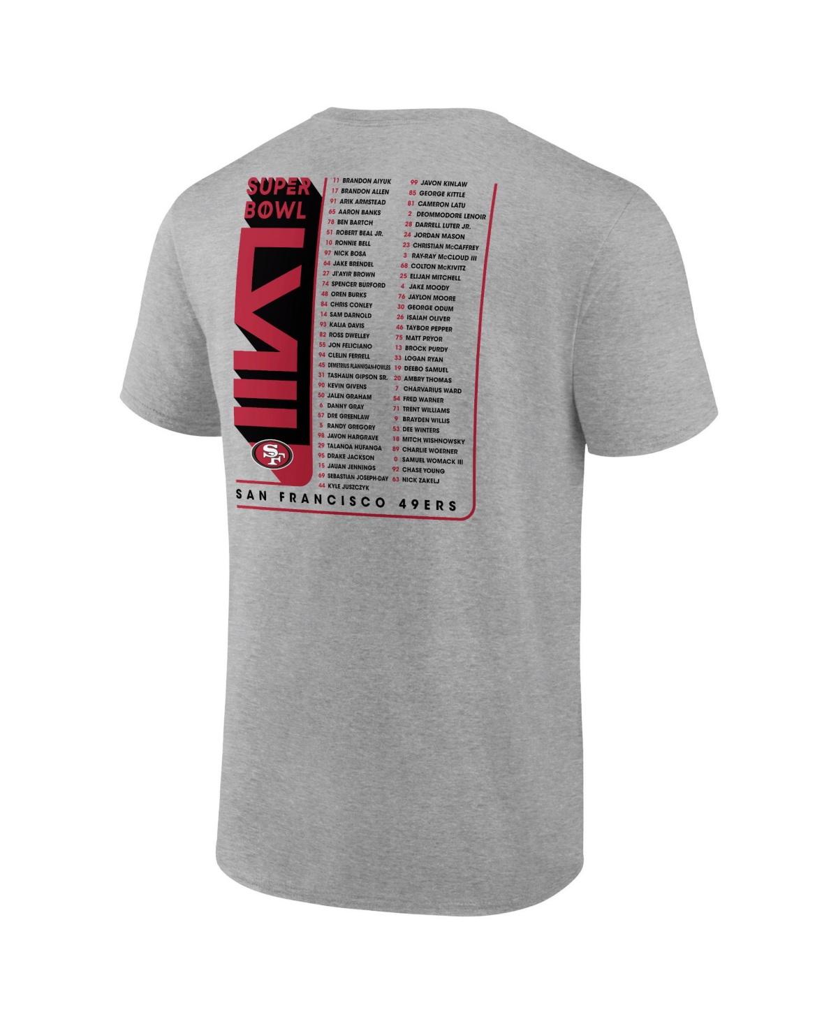 Fanatics Men's  Heather Gray San Francisco 49ers 2023 Nfc Champions Two-sided Roster Big And Tall T-s In Heather Charcoal