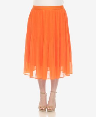 Plus Size Pleated Chiffon Midi Skirt