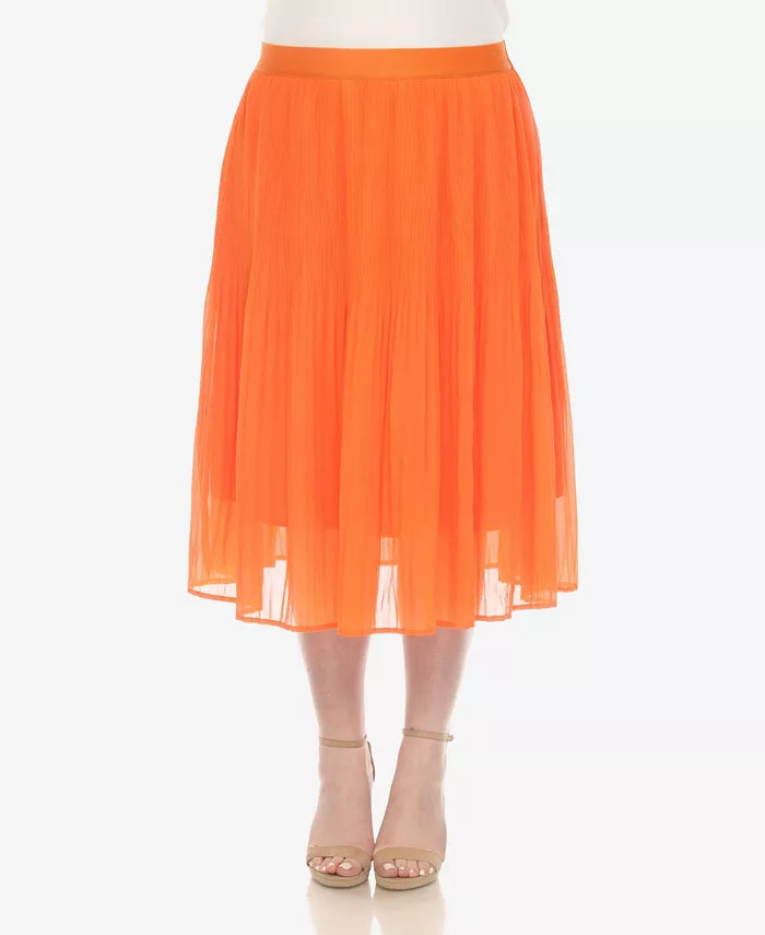 Plus Size Pleated Chiffon Midi Skirt
