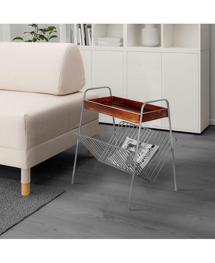 Simplie Fun 25 Inch Rectangular Metal Frame Side Table, Magazine Rack ...