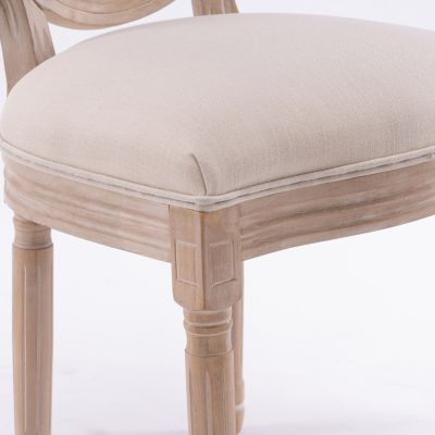 Single Piece Fabric Antique French Style Dining Chairs Set