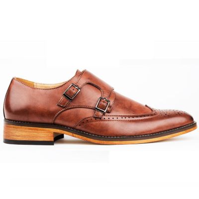 Men's Monk Strap Brogue Dress Shoes