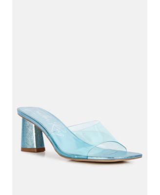 Womens Eugnie Clear Straps Block Heel Sandals