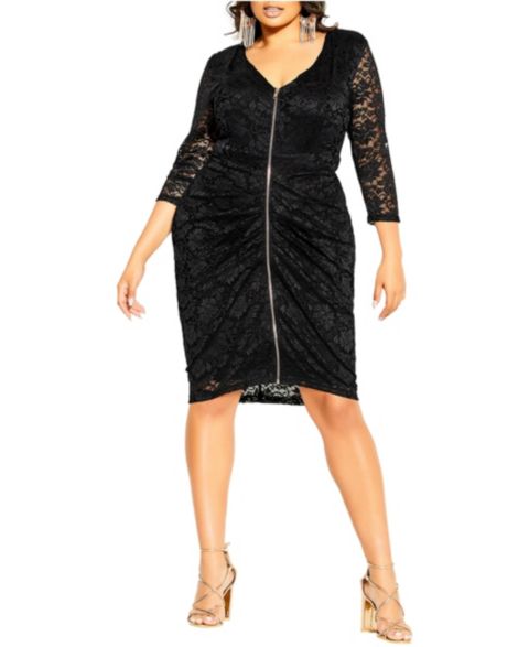 Женское платье CITY CHIC Lacey Zip, цвет: Чёрный