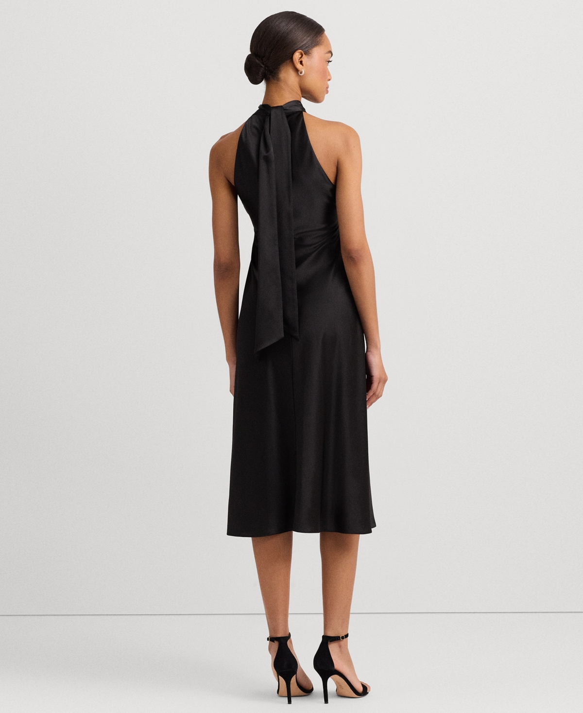 Shop Lauren Ralph Lauren Women's Satin Halter A-line Dress In Black