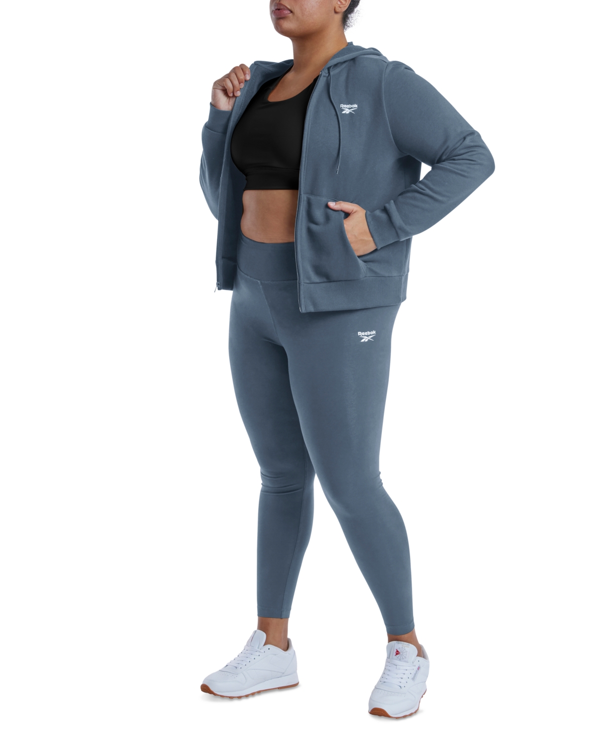 Reebok Plus Size French Terry Zip-Front Hoodie