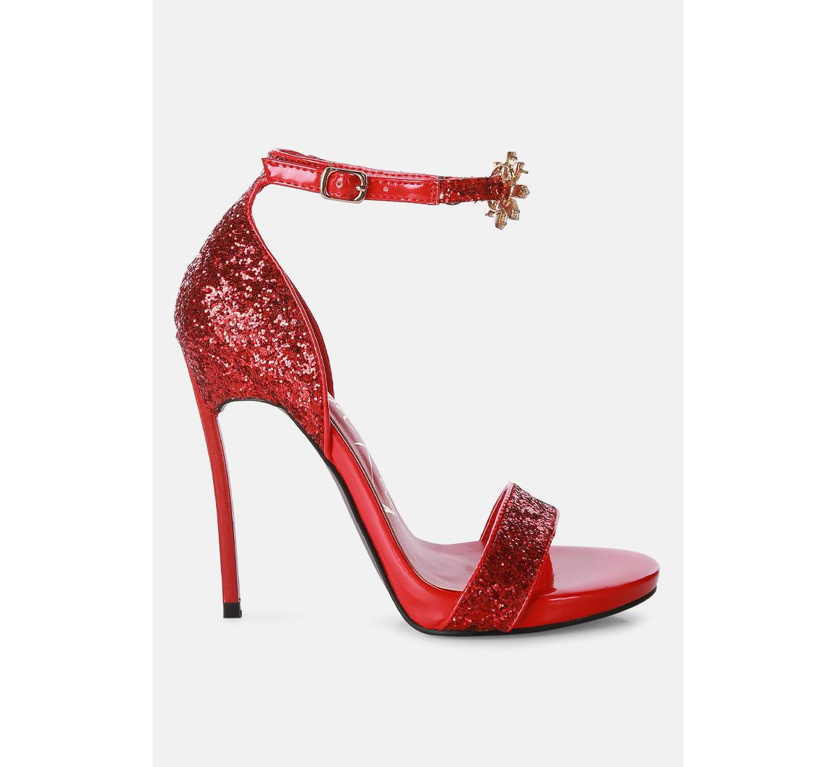 straight fire high heel glitter stilettos Sandals - Red