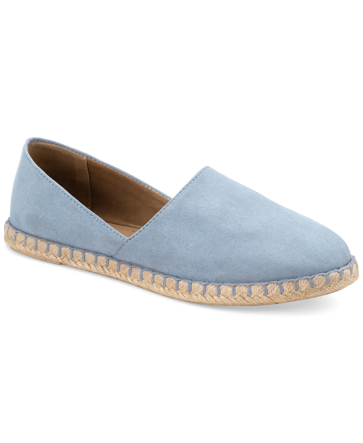 Shop Style & Co Women's Reevee Stitched-trim Espadrille Flats, Created For Macy's In Light Blue
