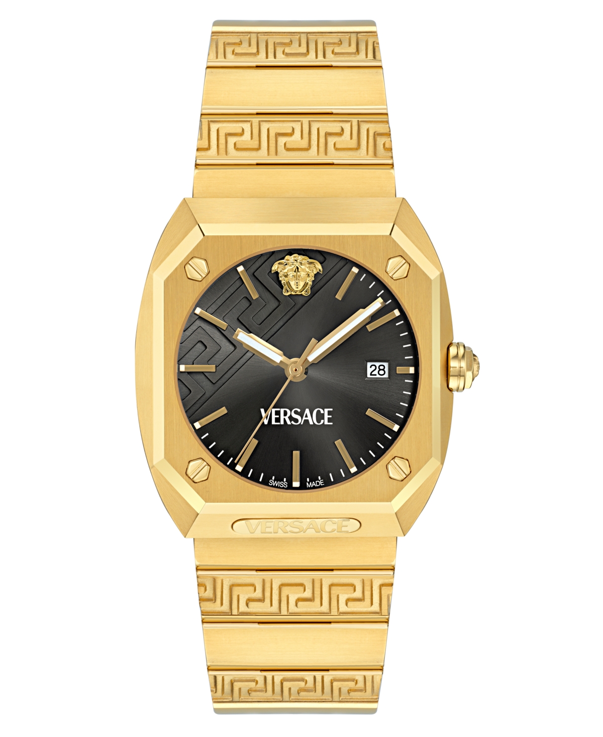 Versace Men's Swiss Gold Ion Plated Stainless Steel Bracelet Watch 44mm