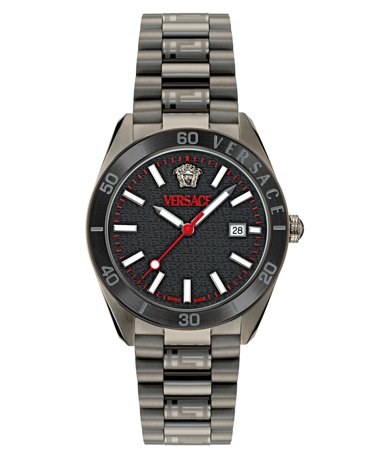 Versace Men's Swiss Black Ion Plated Stainless Steel Bracelet Watch 42mm