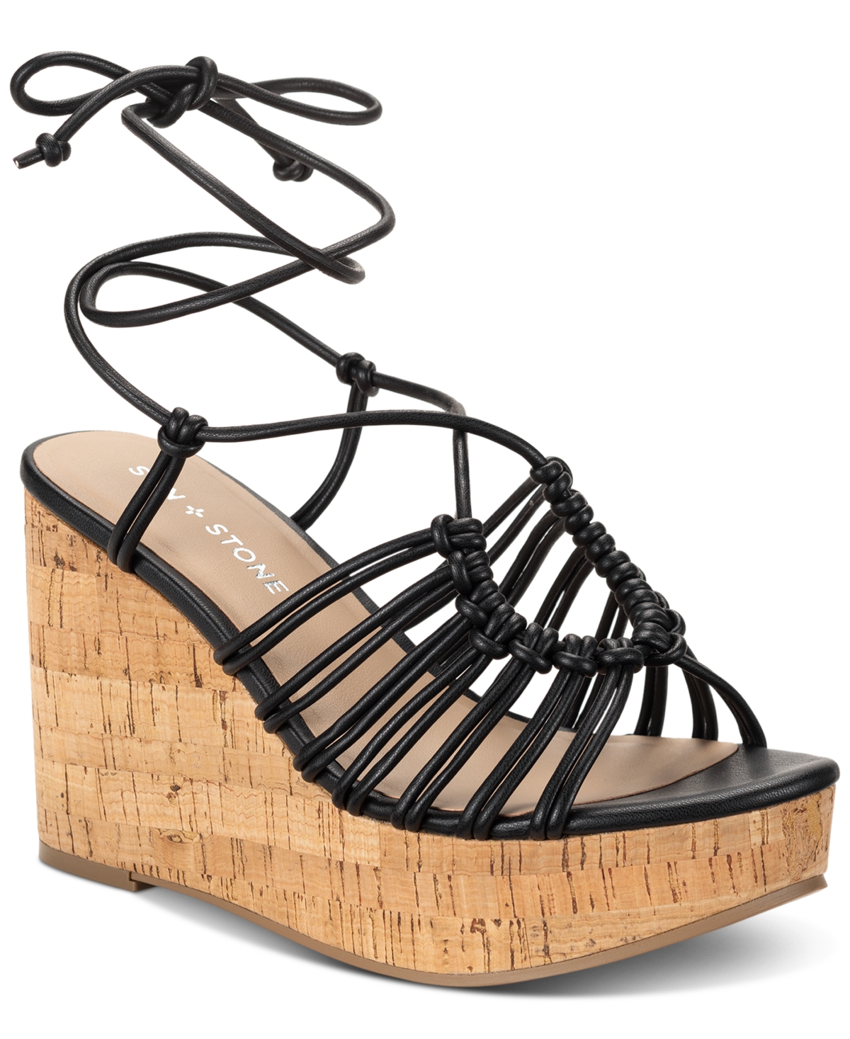 Women's Tillyy Strappy Lace Up Wedge Sandals, Created for Macy's - Khaki