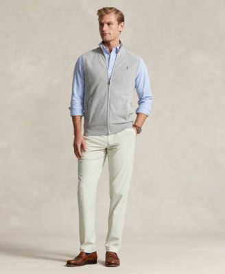 Men's Mesh-Knit Cotton Full-Zip Sweater Vest