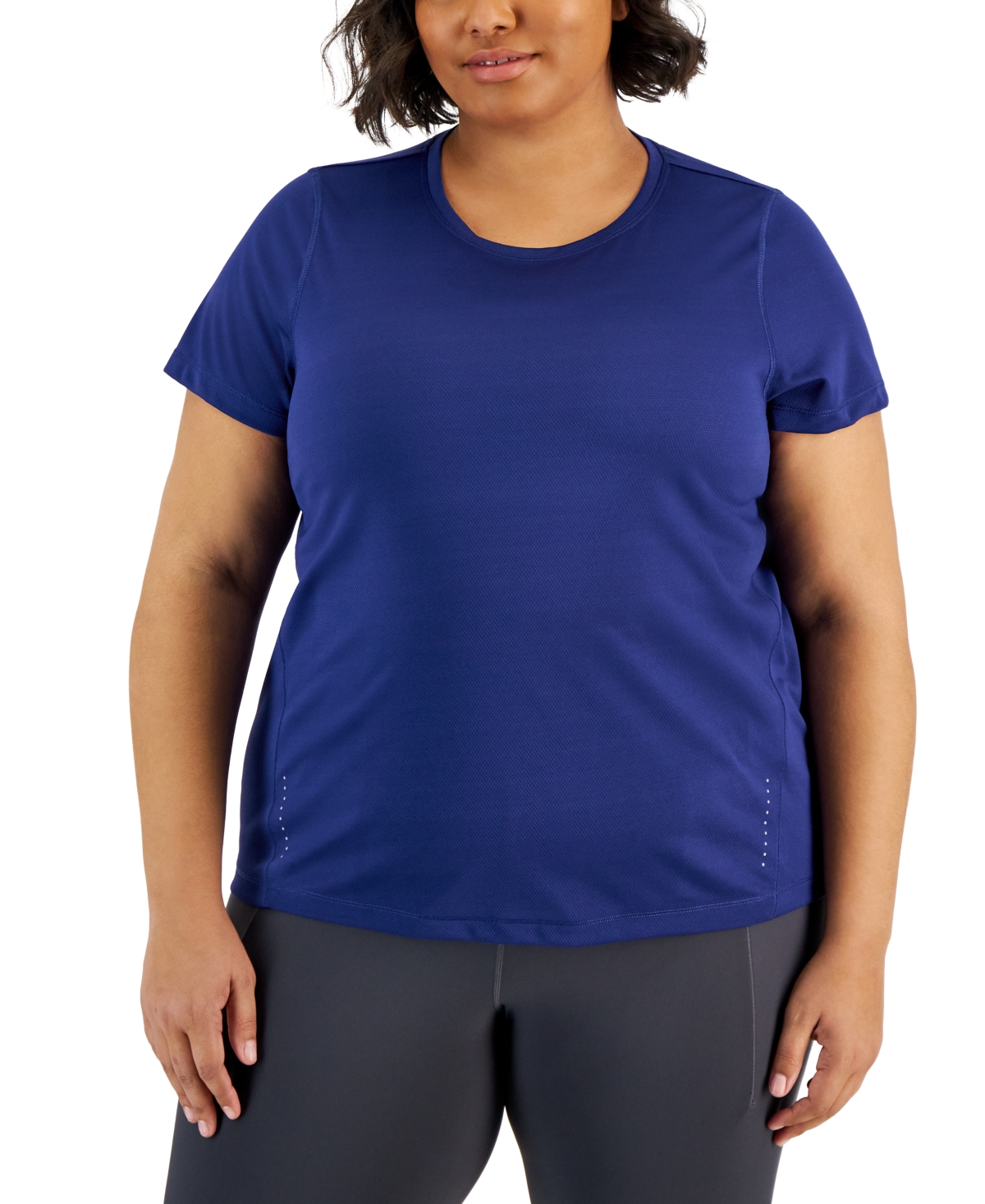 Plus Size Birdseye Mesh T-Shirt, Created for Macy's - Skysail Blue