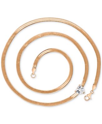 Lab-Grown White Sapphire Heart Solitaire 18" Collar Necklace (1-1/20 ct. t.w.) in 14k Rose Gold-Plated Sterling Silver