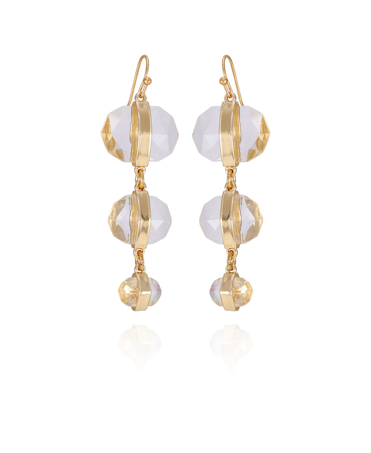 Shop Vince Camuto Gold-tone Clear Glass Stone Linear Drop Earrings