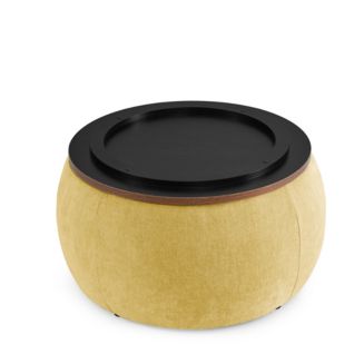 Round Storage Ottoman, 2 in 1 Function, Work as End table and Ottoman ...