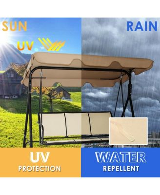 3 Person Steel Frame Patio Swing with Polyester Angle and Adjustable Canopy