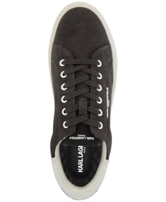 Men's Suede Plain-Toe with Side White Logo Bit Sneaker