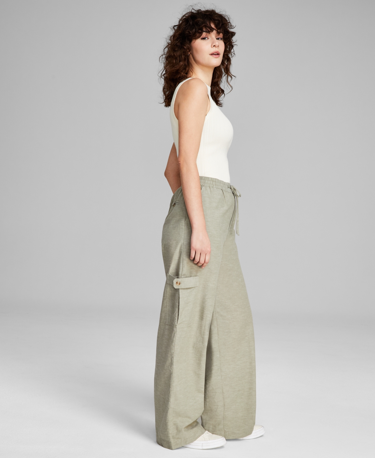 And Now This Women's Linen Blend Cargo Pants, Created for Macy's
