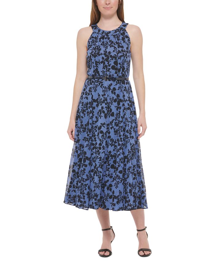 Tommy Hilfiger Petite Halter Belted Midi Dress - Macy's