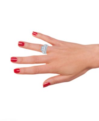 Diamond Princess Halo Quad Cluster Bridal Set (3-1/2 ct. t.w.) in 14k White Gold