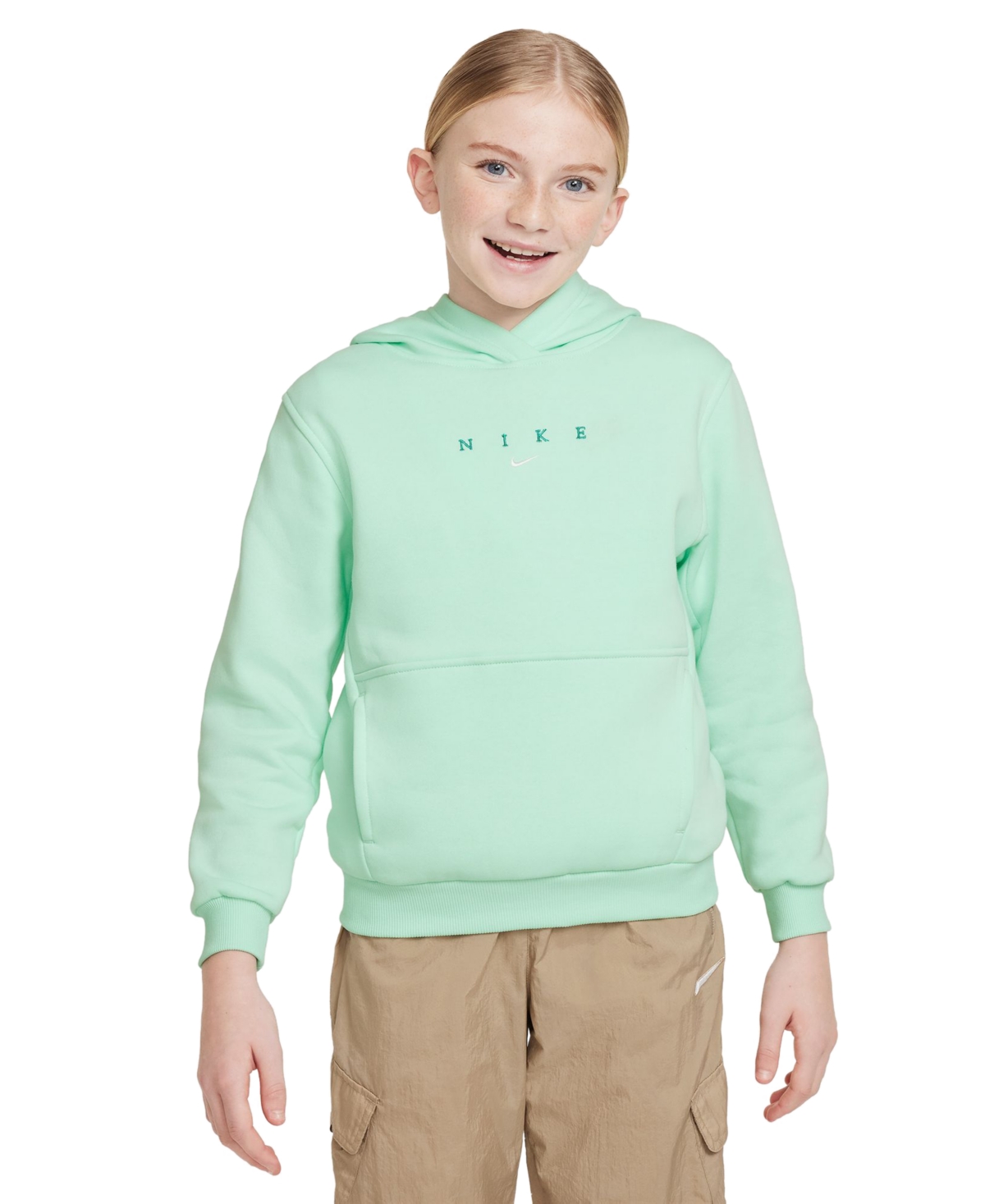 Shop Nike Big Kids' Sportswear Club Fleece Hoodie In Mint Foam