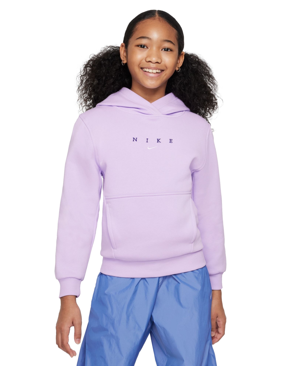 Shop Nike Big Kids' Sportswear Club Fleece Hoodie In Violet Mist
