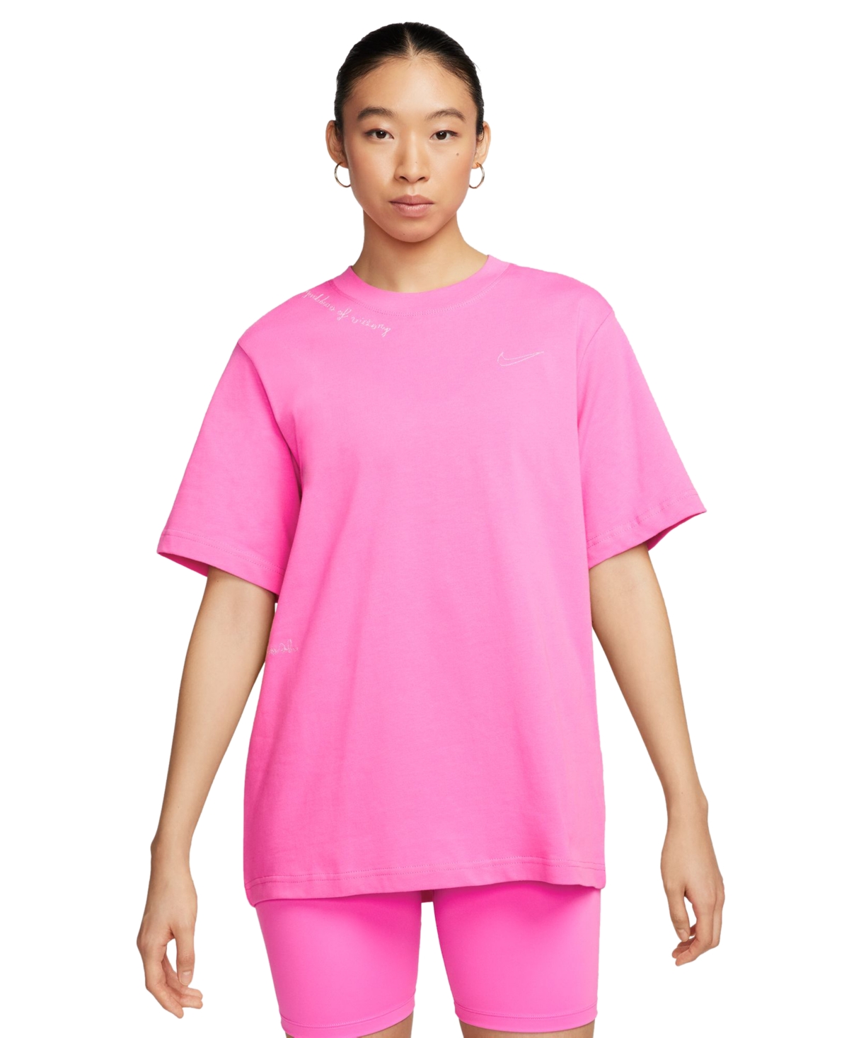 Shop Nike Women's Cotton Sportswear Essential T-shirt In Playful Pink