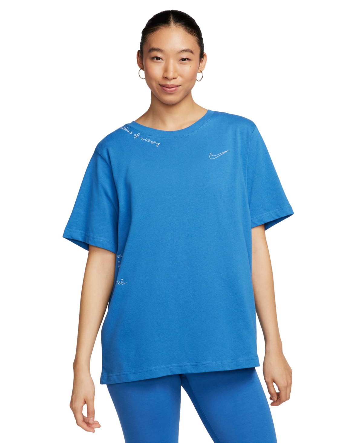 Shop Nike Women's Cotton Sportswear Essential T-shirt In Star Blue