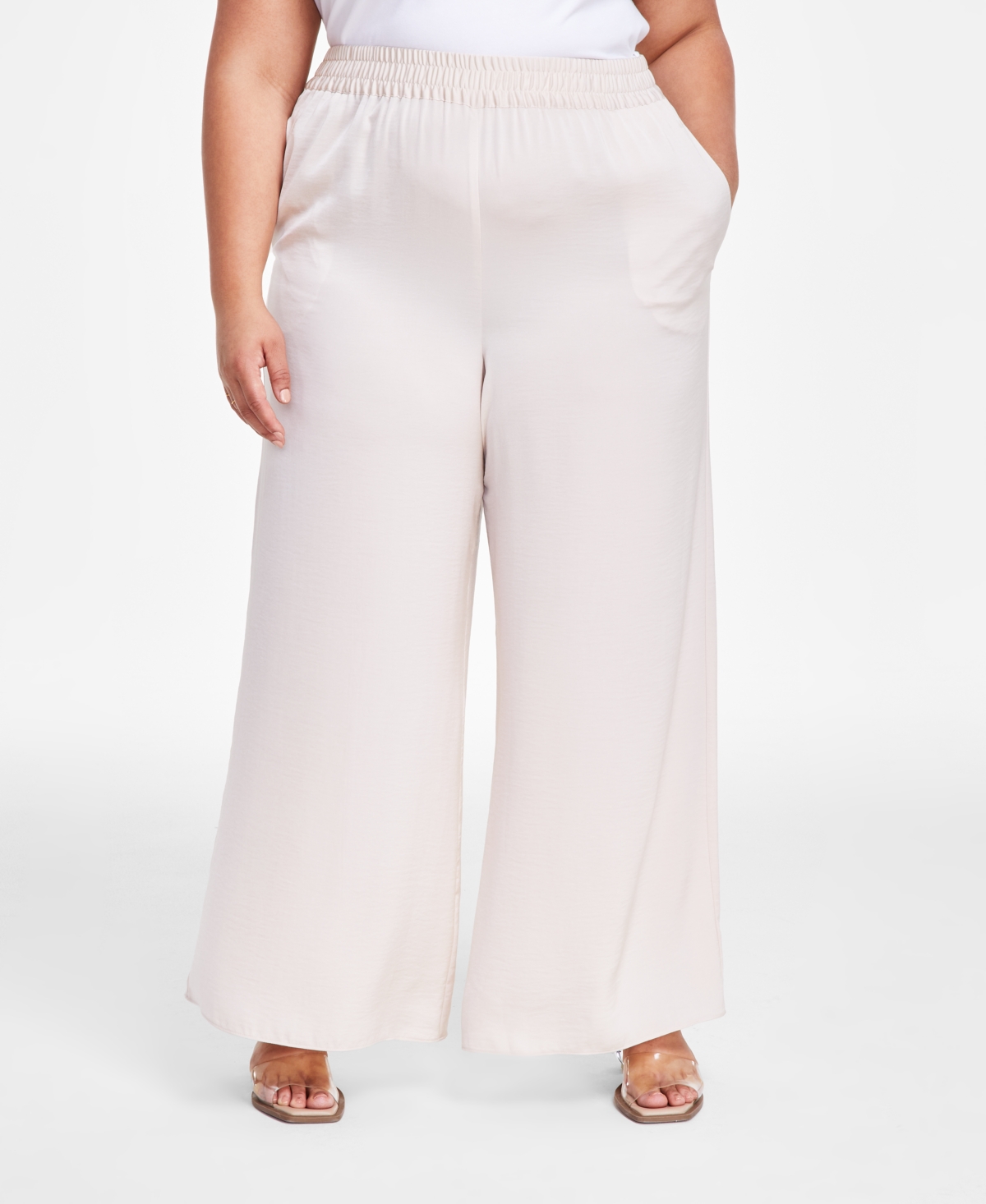 Bar Iii Trendy Plus Size Pull-On Wide-Leg Pants, Created for Macy's