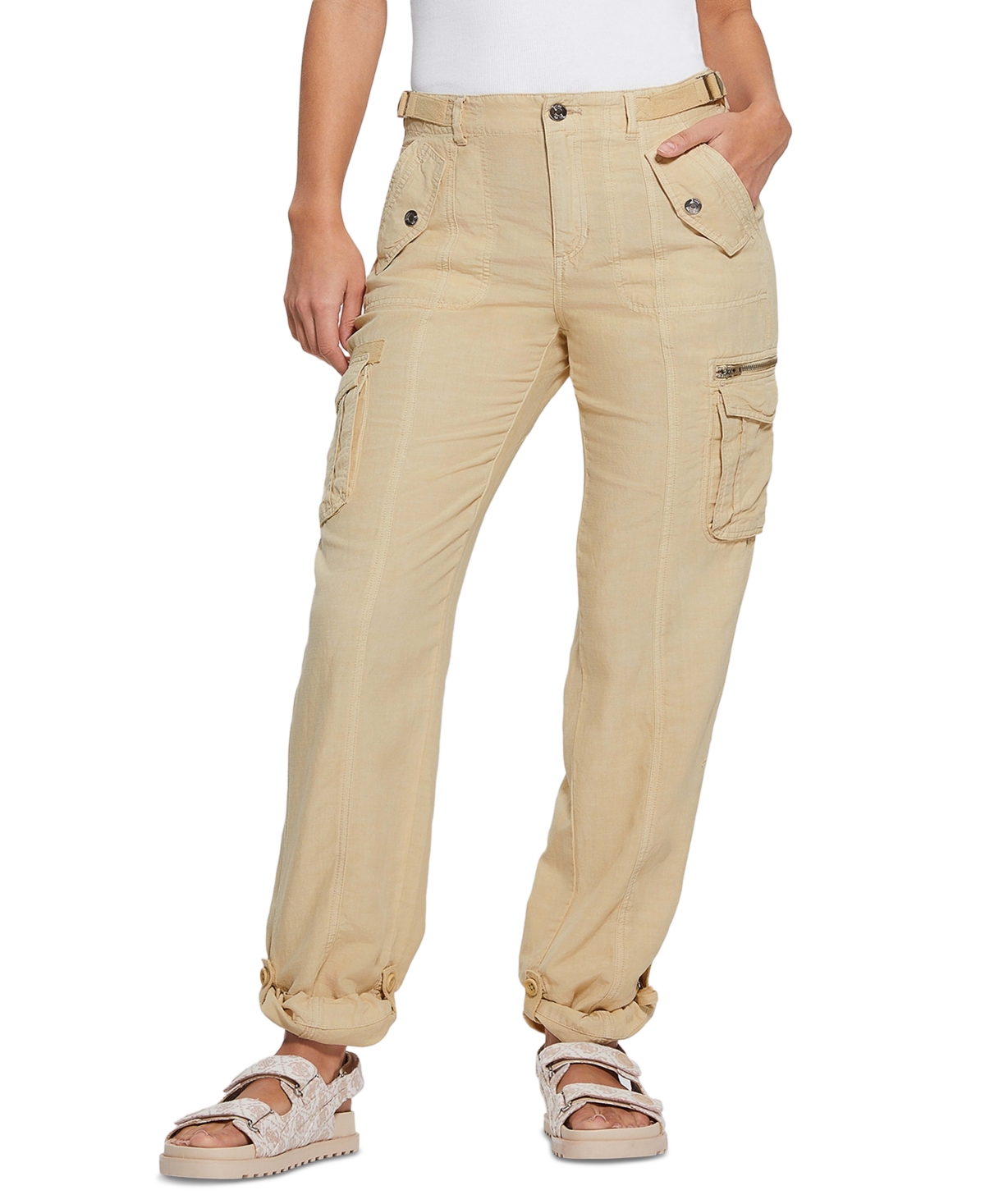 Guess Women's Nessi Cargo Pants In Calm Sands Multi