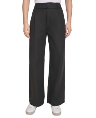 Calvin Klein Jeans Women s High Waist Wide Leg Belted Pleated Pants Macy s