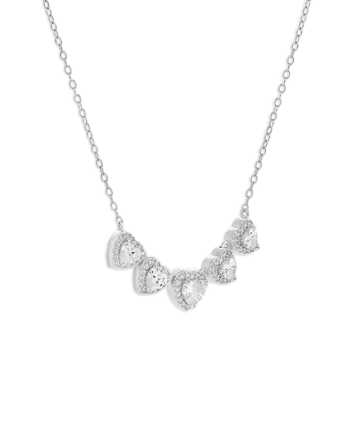 Giani Bernini Pave Cubic Zirconia 5 Heart Necklace in Sterling Created for Macy's - Silver
