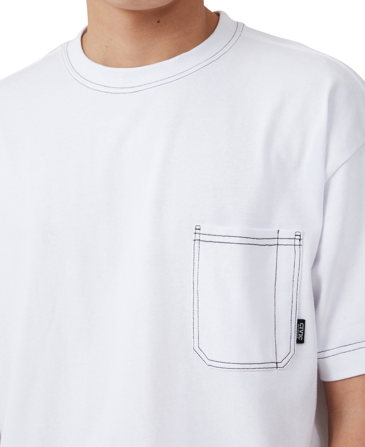 Cotton On Men's Box Fit Pocket Crew Neck T-shirt - Civic Contrast