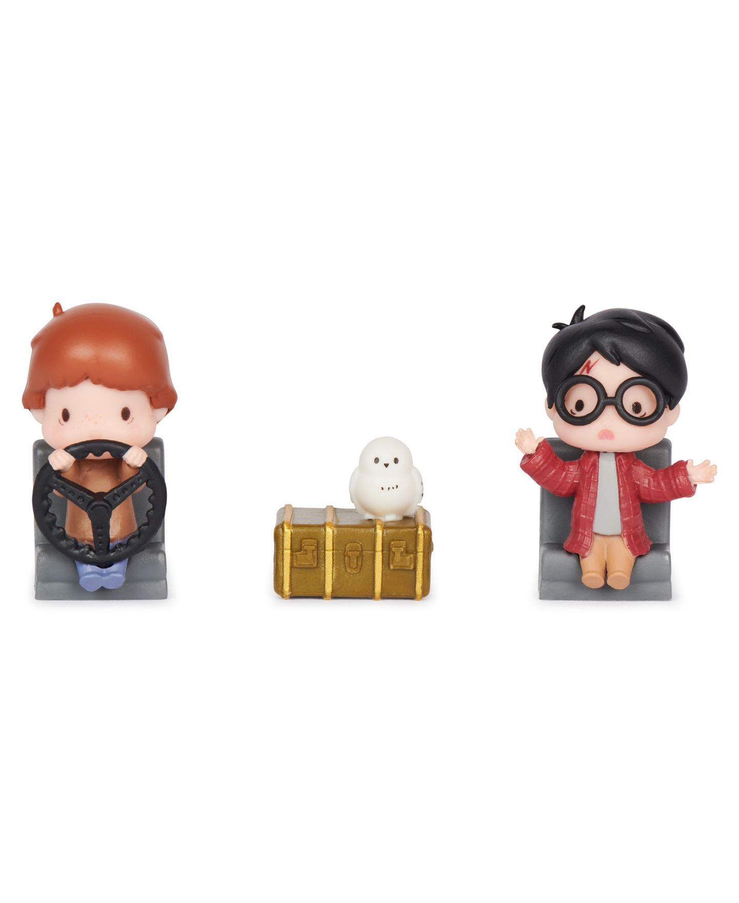 Детские игрушки Wizarding World Harry Potter, Micro Magical Moments Year 2 Flying Car Figure Set with Harry, Ron, Hedwig Display Case — фото 2