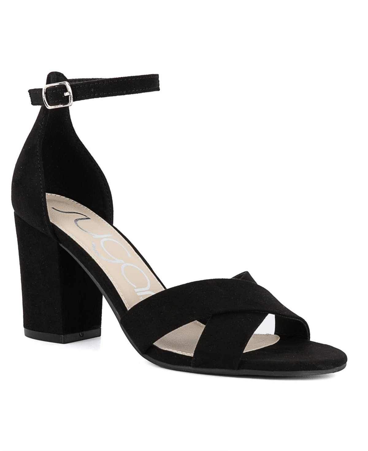 Sugar Women's Machellie Block Heel Dress Sandals - Black Micro