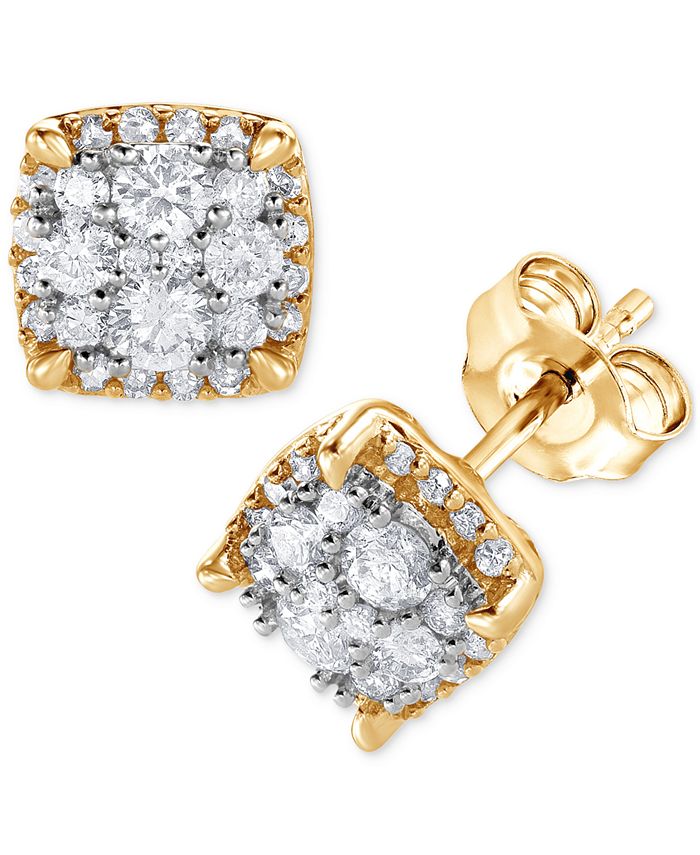 Macy's yellow gold diamond clearance earrings
