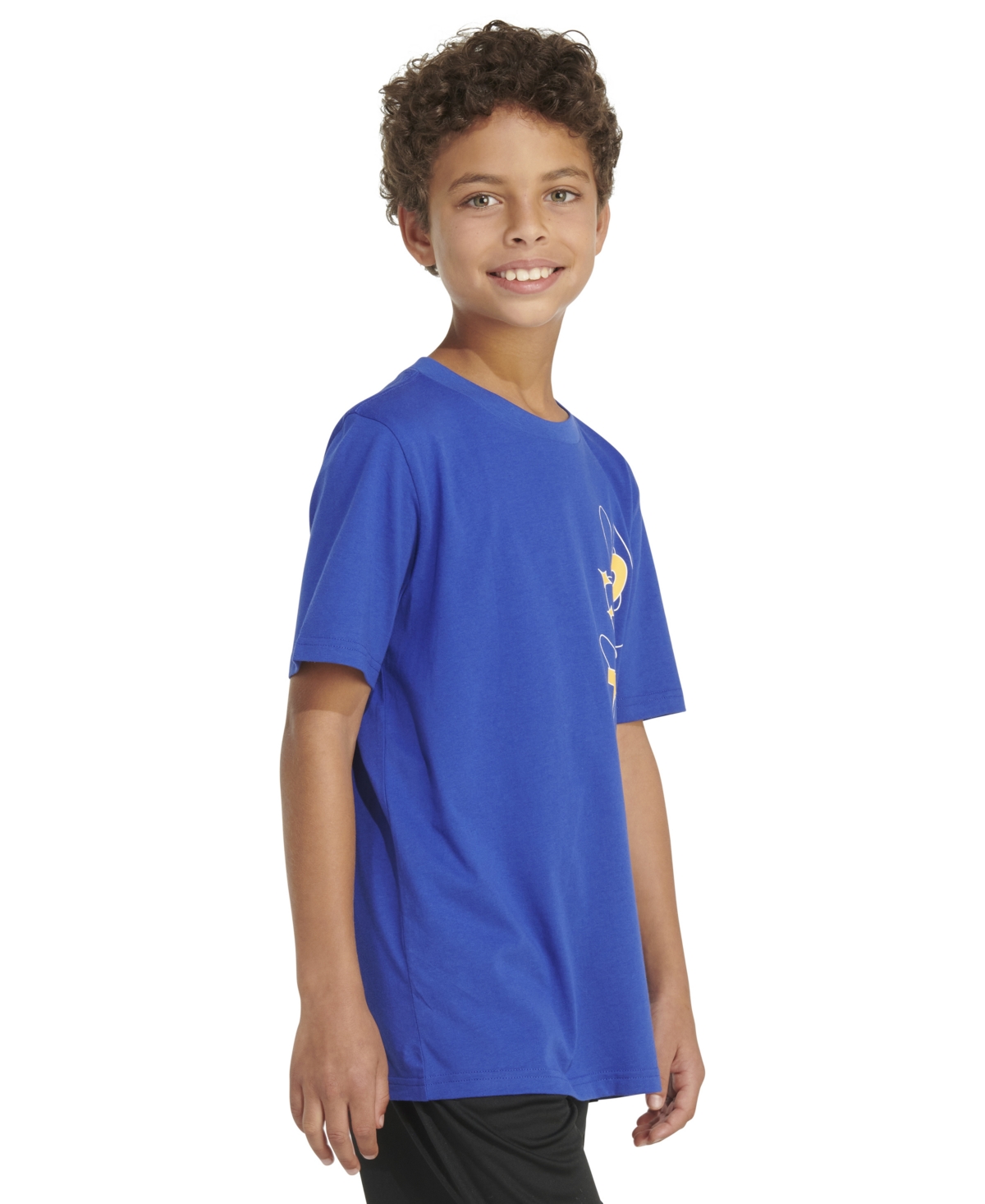Shop Adidas Originals Big Boys Short Sleeve Illustrated Linear T-shirt In Semi Lucid Blue