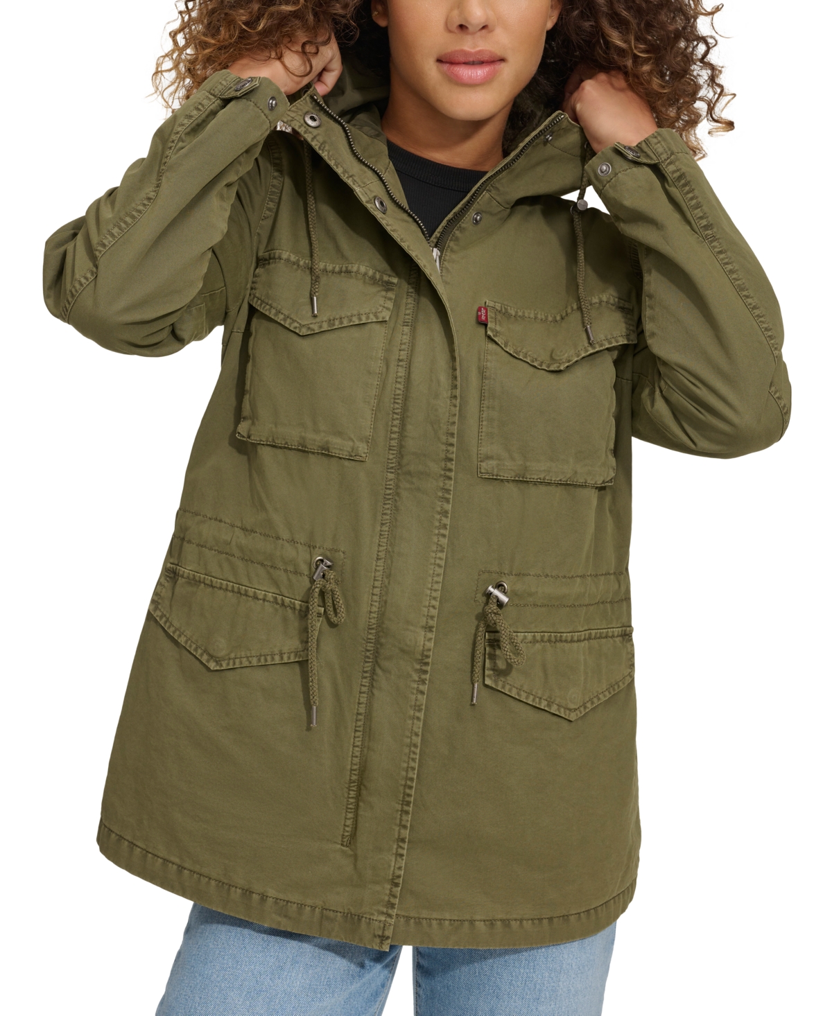 Shop Levi's Women's Lightweight Washed Cotton Military Jacket In Olive Night