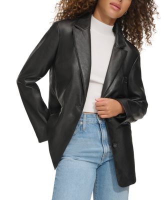 Levi's - Women's Single-Breasted Faux-Leather Blazer