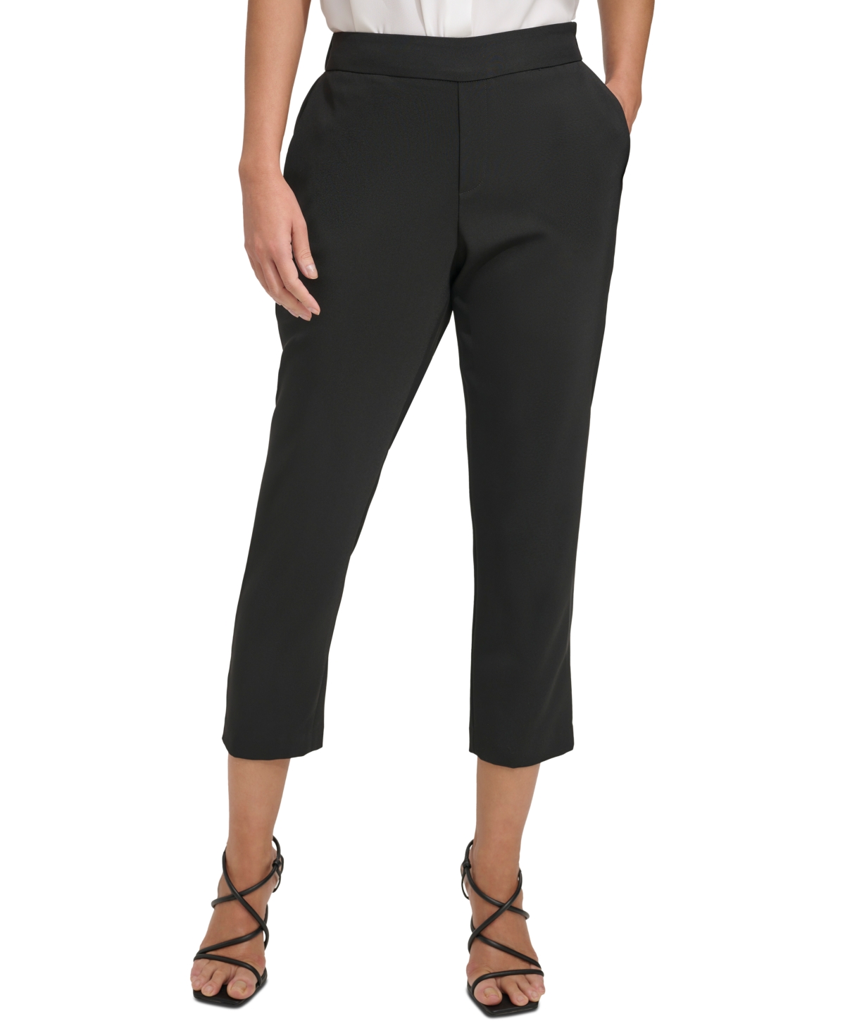Women's Mid-Rise Pull-On Cropped Pants, Regular & Petite - Black