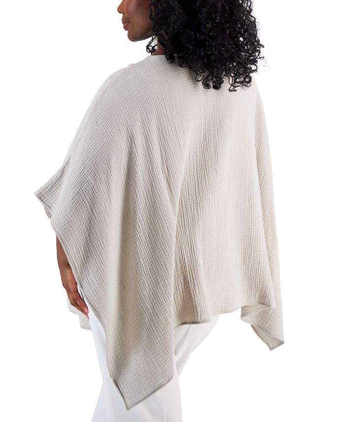 JM Collection Plus Size Lace-Trim Textured Poncho, Created for Macy's ...