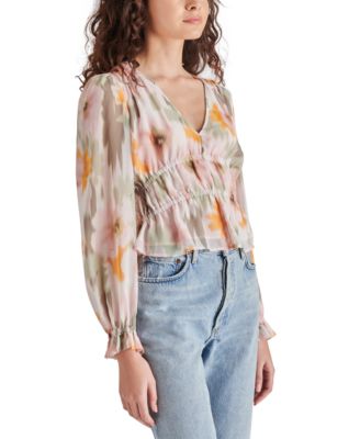 Steve Madden Women's Ardenne V-Neck Long-Sleeve Top