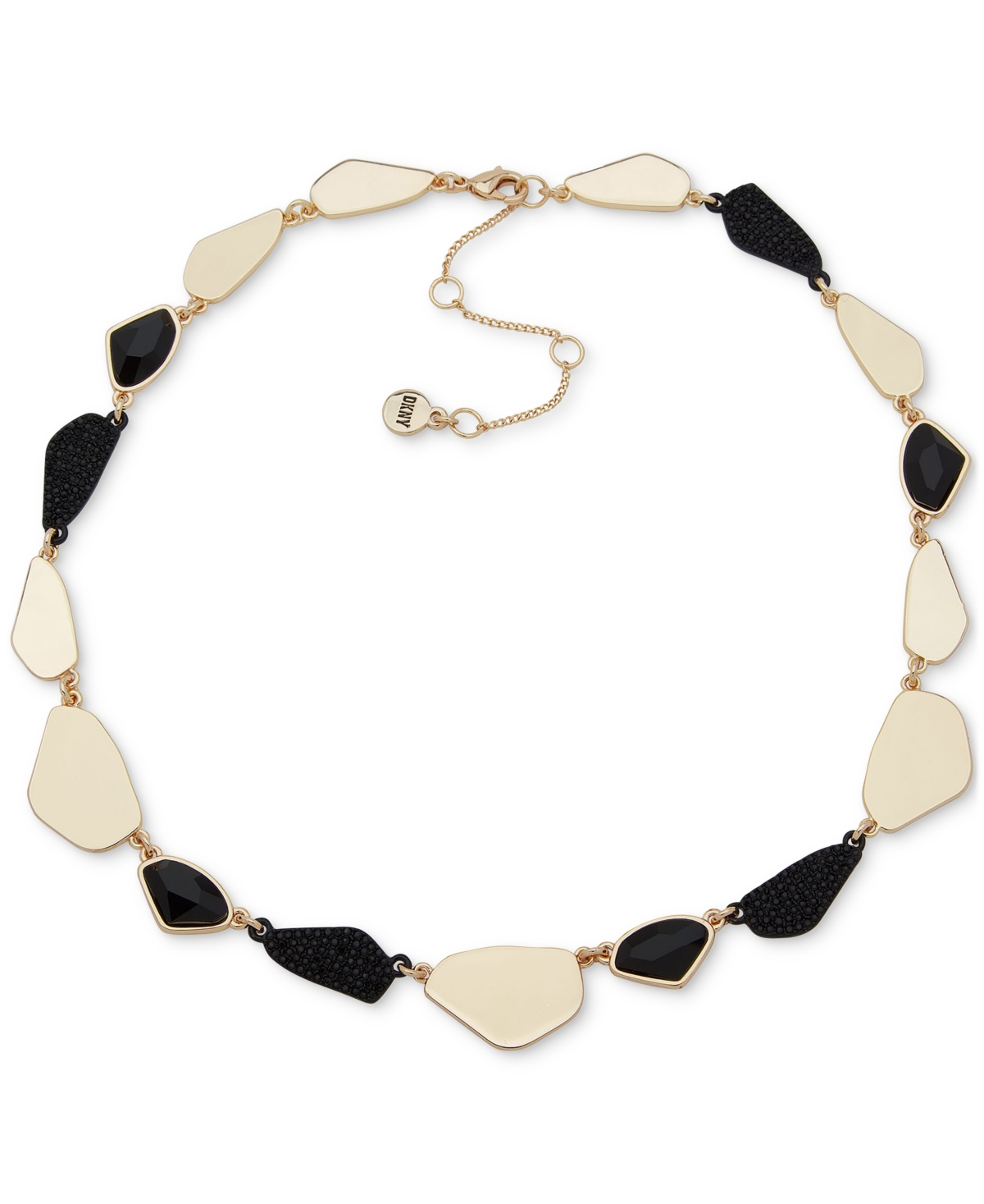 Two-Tone Crystal All-Around Collar Necklace, 16" + 3" extender - Black