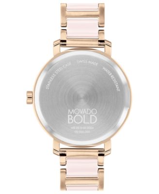 Women's Swiss Bold Evolution 2.0 Blush Ceramic & Carnation Ion Plated Steel Bracelet Watch 34mm