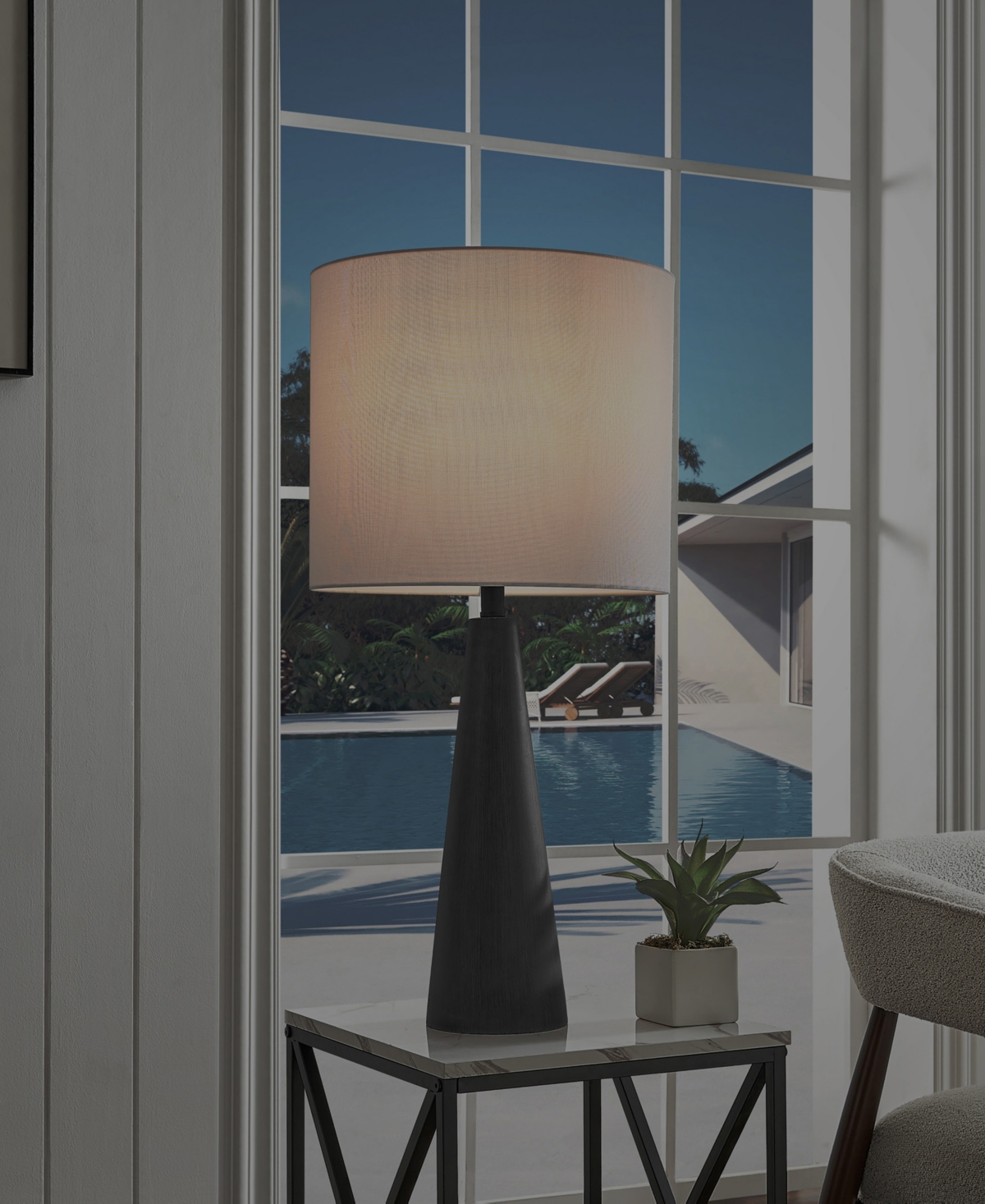 Lite Source Outdoor Cordless Dyre Table Lamp In Black
