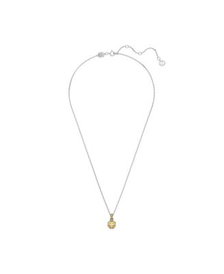 Rhodium Plated Square Cut Color Birthstone Pendant Necklace