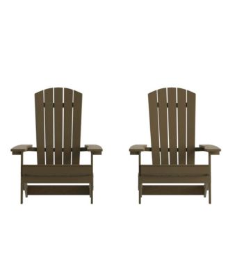 Set Of 2 Riviera Poly Resin Folding Adirondack Lounge Chair - All-Weather Indoor/Outdoor Patio Chair