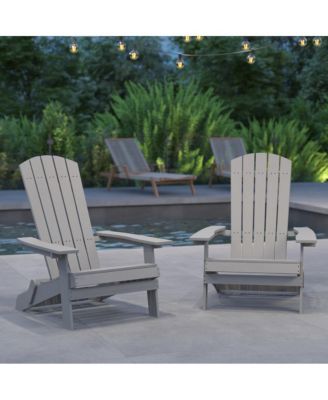 Set Of 2 Riviera Poly Resin Folding Adirondack Lounge Chair - All-Weather Indoor/Outdoor Patio Chair