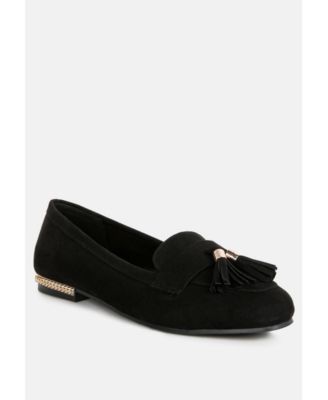 Womens Atrika Faux Suede Tassel Loafers